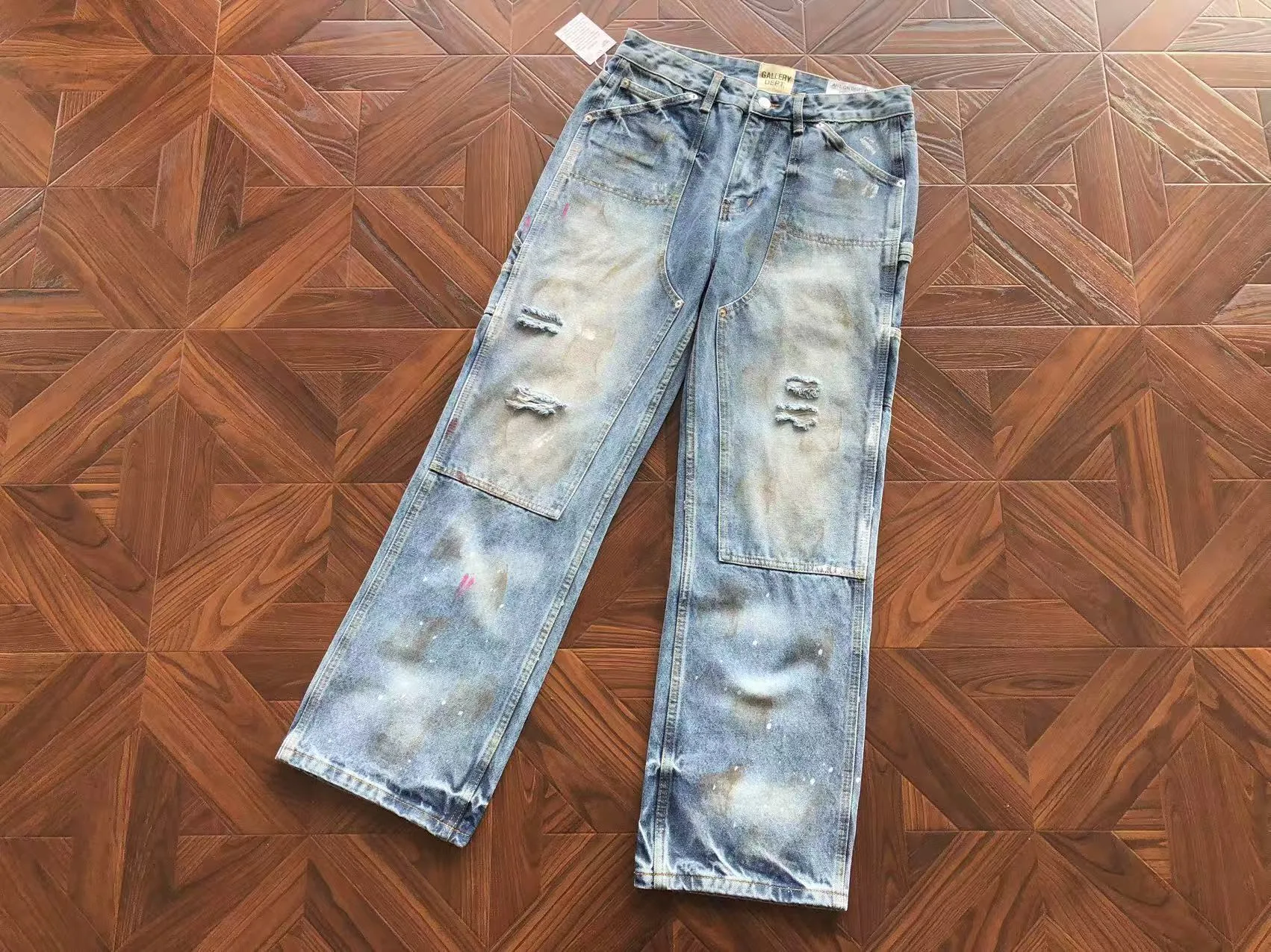 Gallery Dept. Paint Splatter Distressed Carpenter Pants