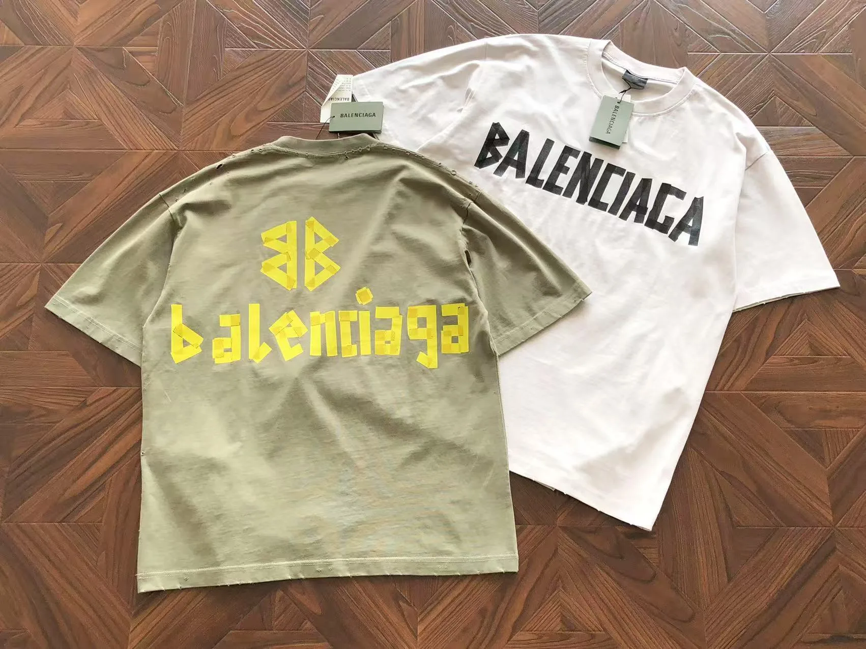 Balenciaga Distressed Tape Type Logo T-shirt