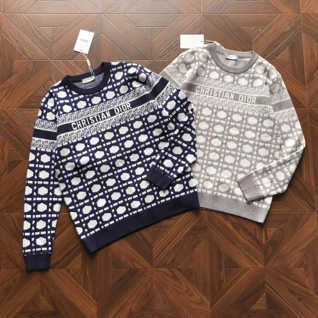Dior Christian Dior Cannage Motif Knit Sweater