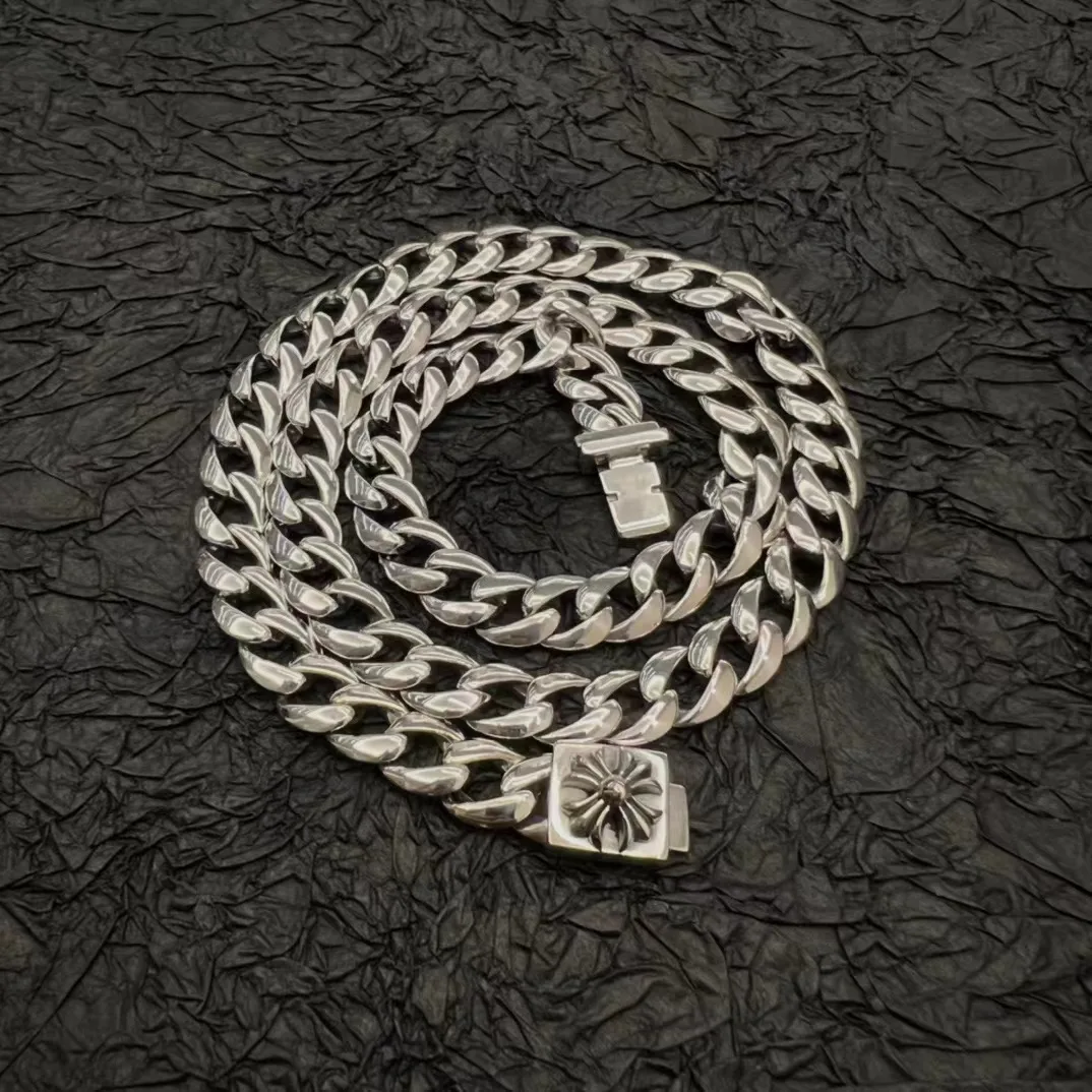 Floral Cross Cuban Link Chain 65cm