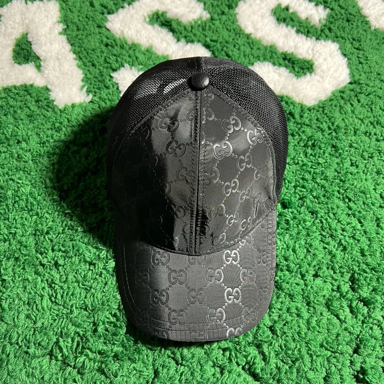 Gucci GG Monogram Mesh Baseball Cap - Black